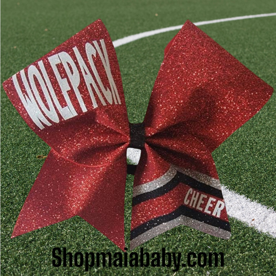 Glitter Mascot Cheer Bow