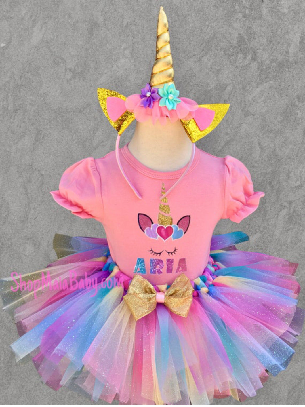 Unicorn Tutu Outfit w/ headband- Rainbow